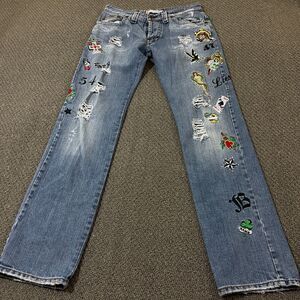Bray Steve Alan Jeans Womens Size 31 Embroidered Denim Progetti and Prodotti